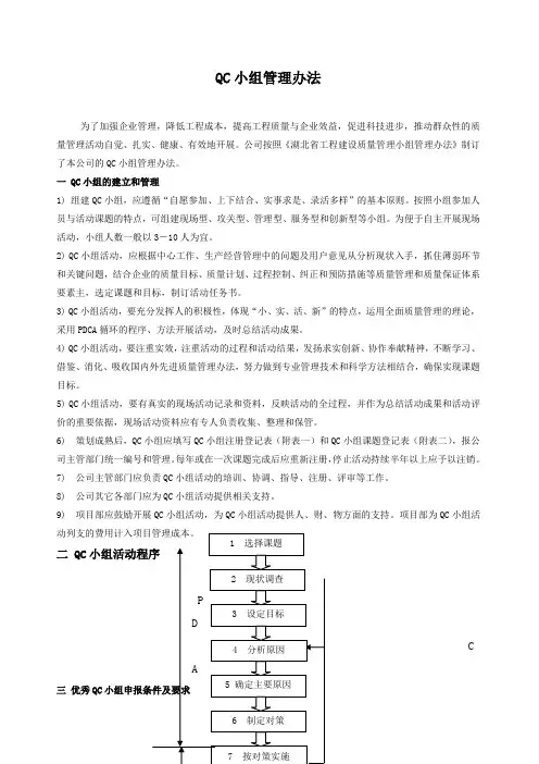 QC小组管理办法及QC成果案例