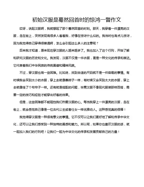 初始汉服是蓦然回首时的惊鸿一瞥作文