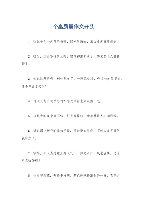 十个高质量作文开头