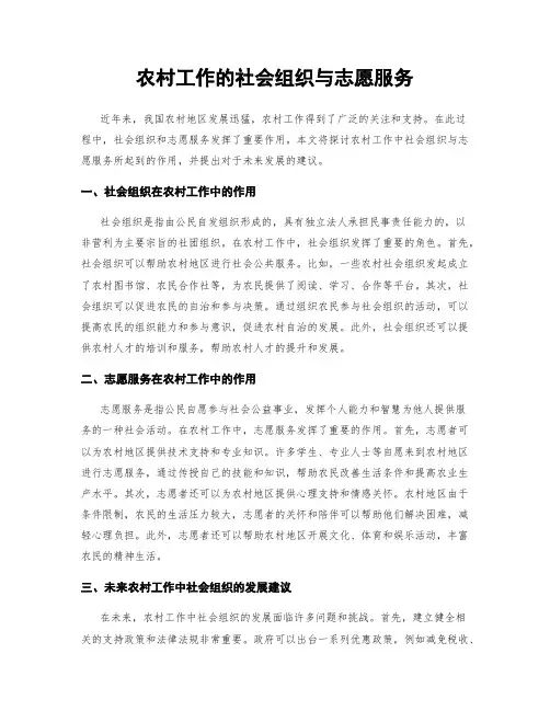 农村工作的社会组织与志愿服务