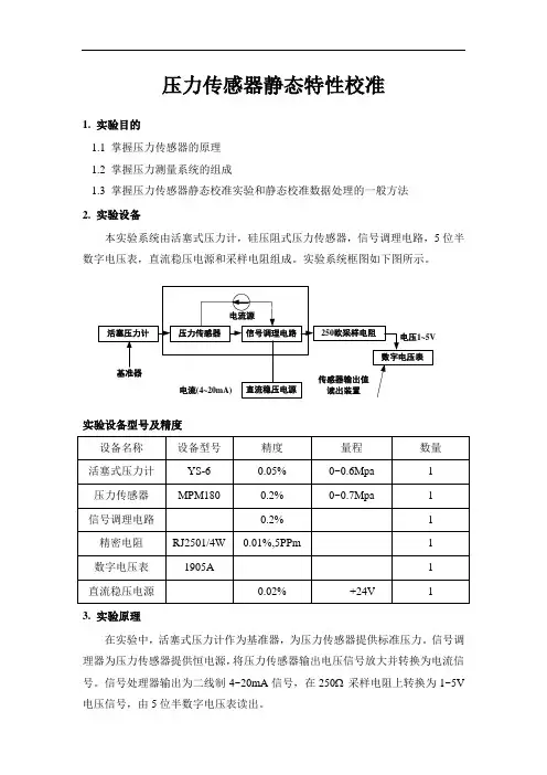 压力传感器静态特性校准