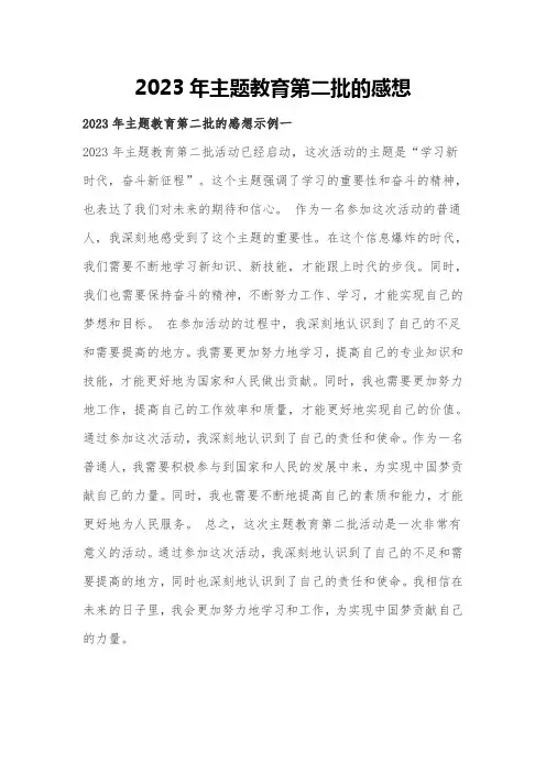 2023年主题教育第二批的感想