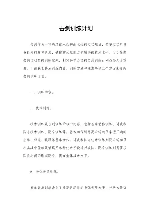 击剑训练计划