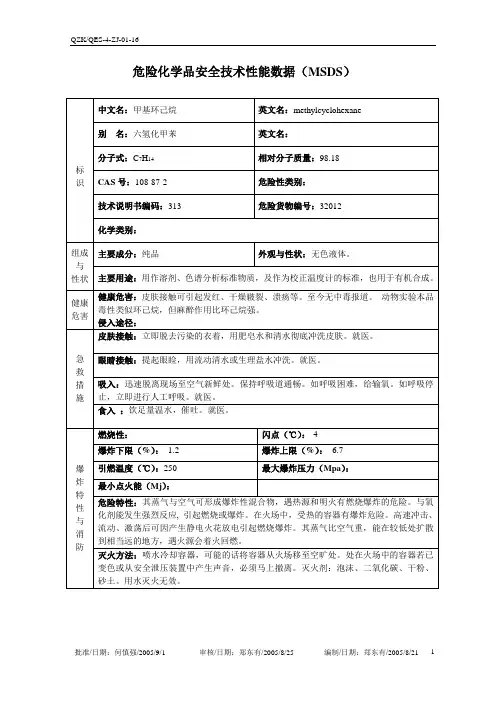甲基环乙烷(MSDS)