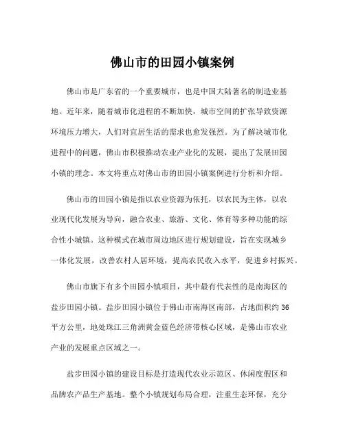 佛山市的田园小镇案例