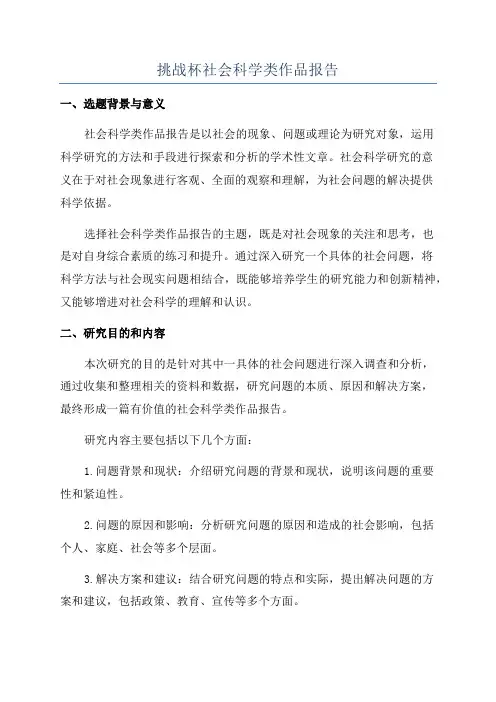 挑战杯社会科学类作品报告