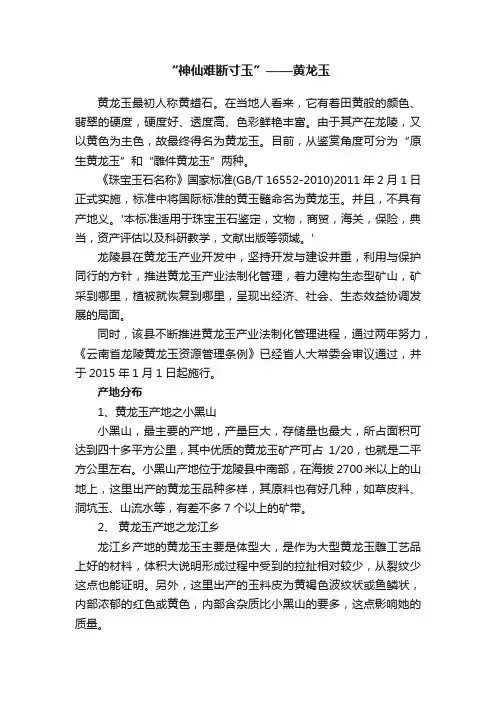 “神仙难断寸玉”——黄龙玉