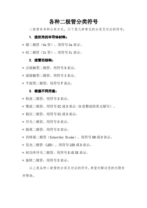 各种二极管分类符号