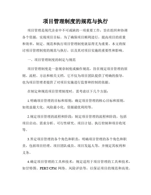 项目管理制度的规范与执行