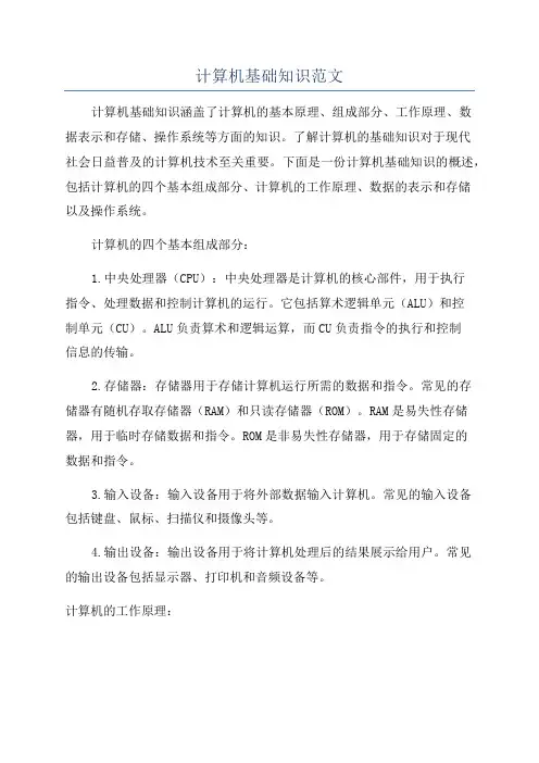 计算机基础知识范文