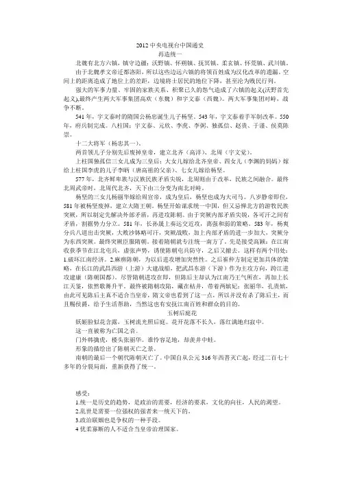 央视中国通史之再造统一
