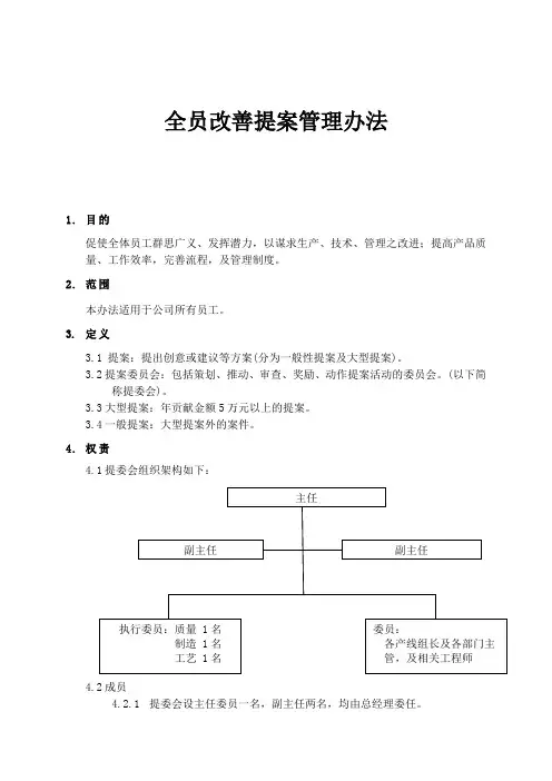 全员改善提案管理办法