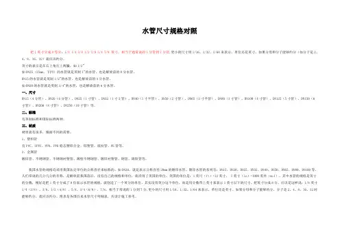 水管尺寸规格详细讲解