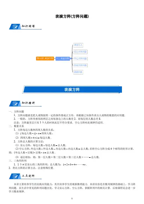 三年级上奥数精品讲义方阵问题