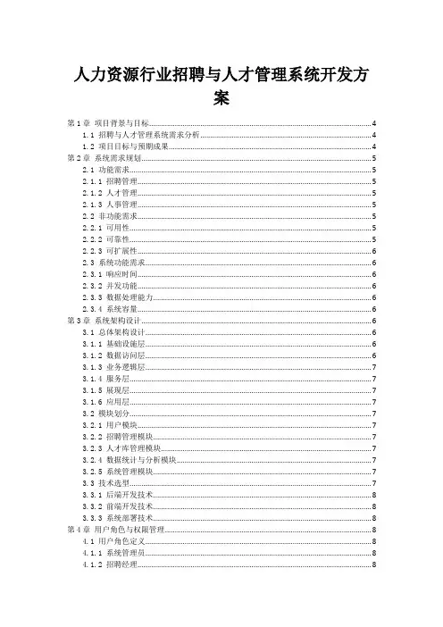 人力资源行业招聘与人才管理系统开发方案