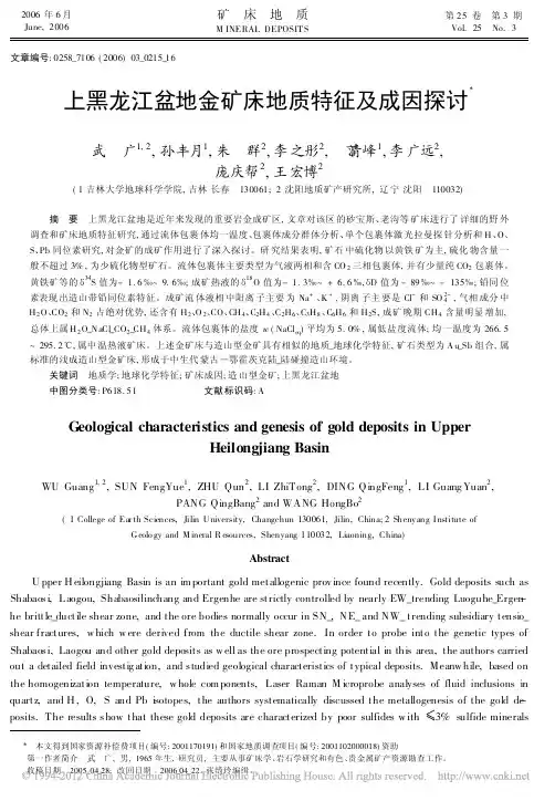 上黑龙江盆地金矿床地质特征及成因探讨_武广