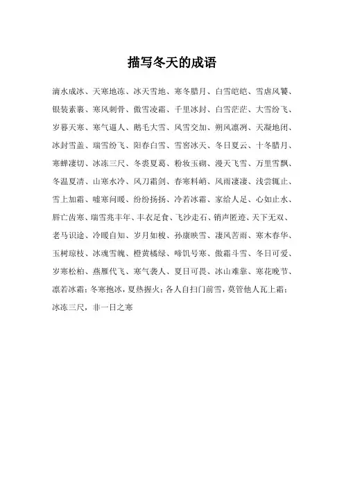 描写冬天的成语100个