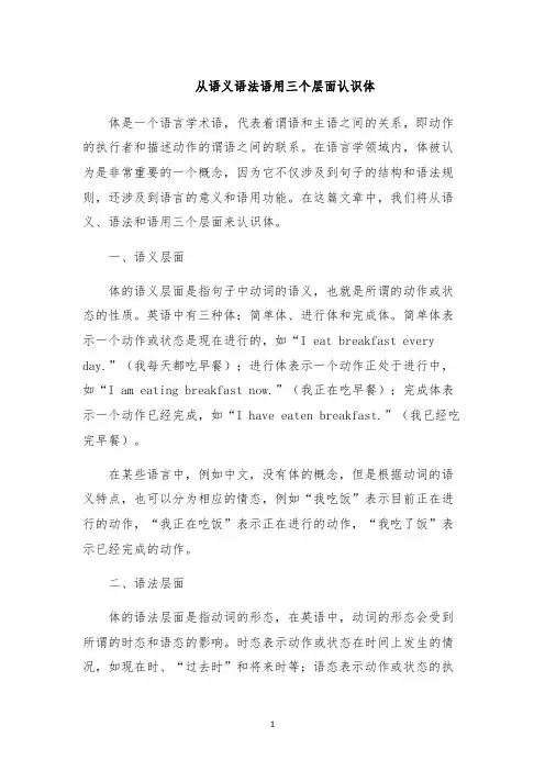 从语义语法语用三个层面认识体
