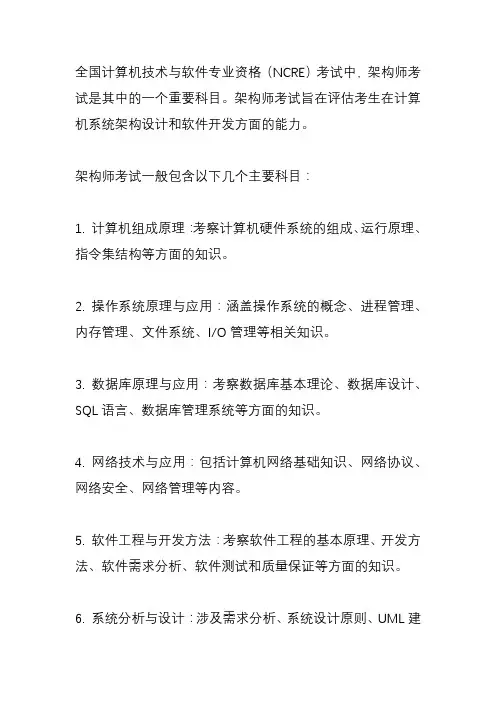 全国计算机技术考试 架构师考试科目