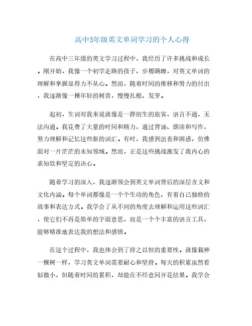 高中3年级英文单词学习的个人心得