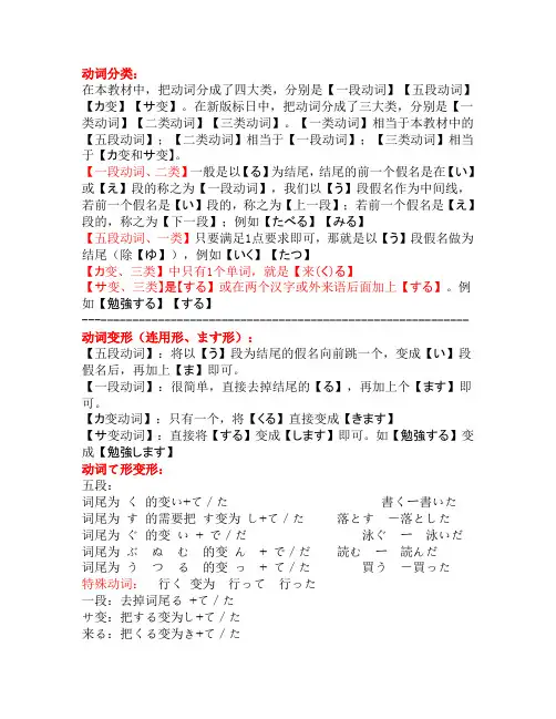 日语动词分类及变形
