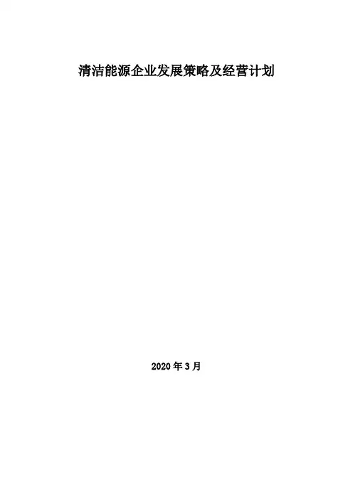 2020年清洁能源企业发展策略及经营计划