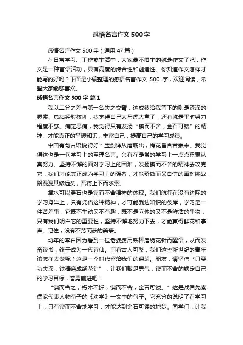 感悟名言作文500字