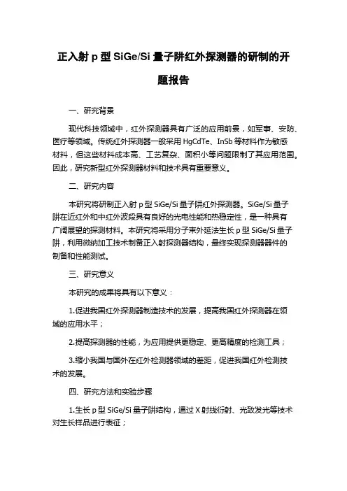 Si量子阱红外探测器的研制的开题报告