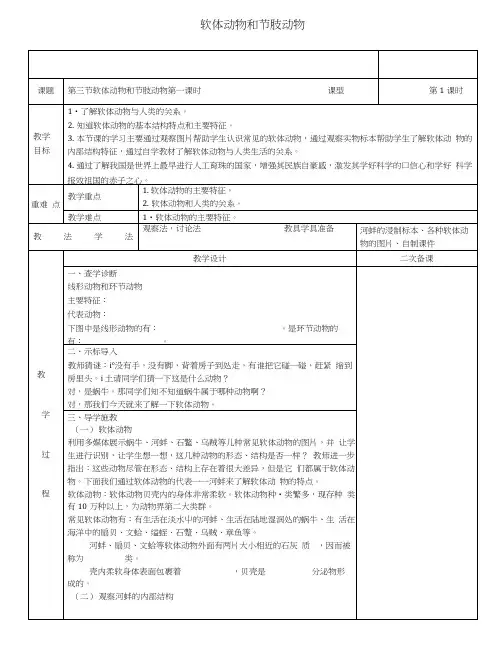 八年级生物上册513软体动物教案(新版)新人教版.docx