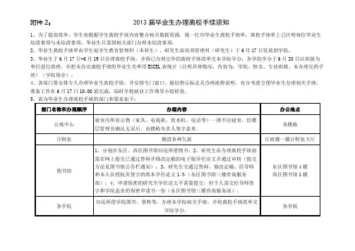 毕业生办理离校手续须知