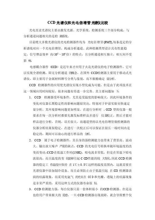 CCD光谱仪和光电倍增管光谱仪比较