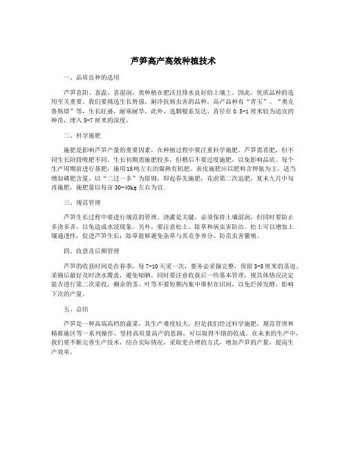 芦笋高产高效种植技术