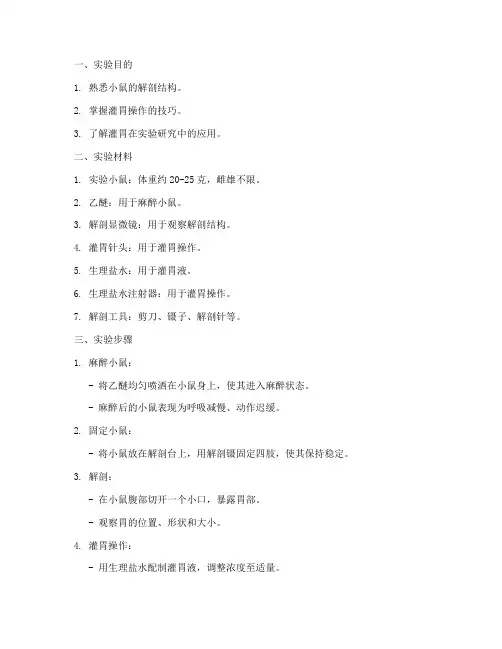 小鼠解剖实验报告灌胃