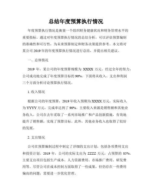 总结年度预算执行情况