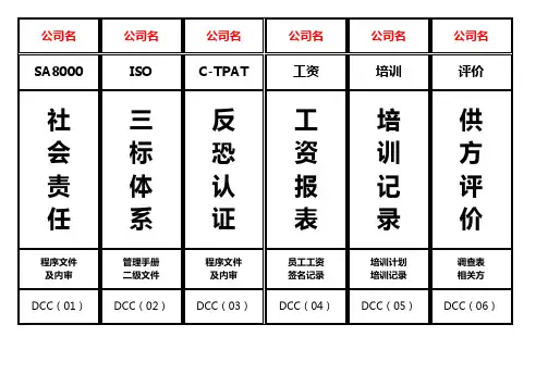 公司文件夹标签(EXCEL格式)
