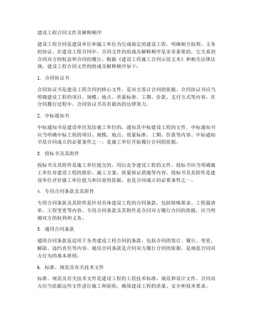 建设工程合同文件及解释顺序