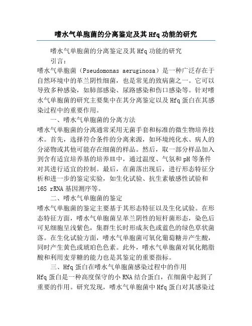 嗜水气单胞菌的分离鉴定及其Hfq功能的研究