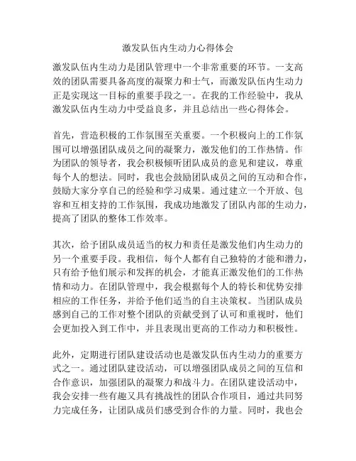 激发队伍内生动力心得体会