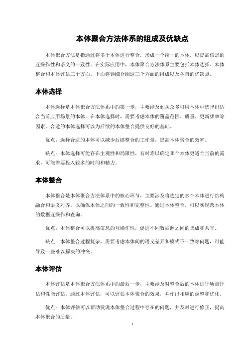 本体聚合方法体系的组成及优缺点