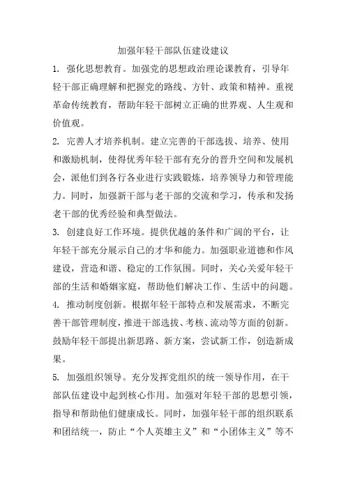 加强年轻干部队伍建设建议