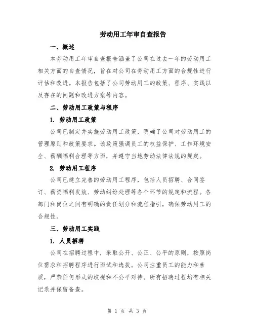 劳动用工年审自查报告
