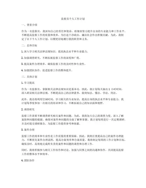 监察员个人工作计划