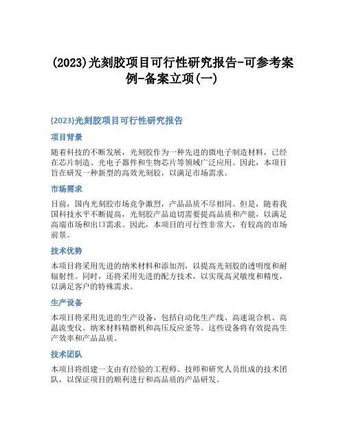 (2023)光刻胶项目可行性研究报告-可参考案例-备案立项(一)