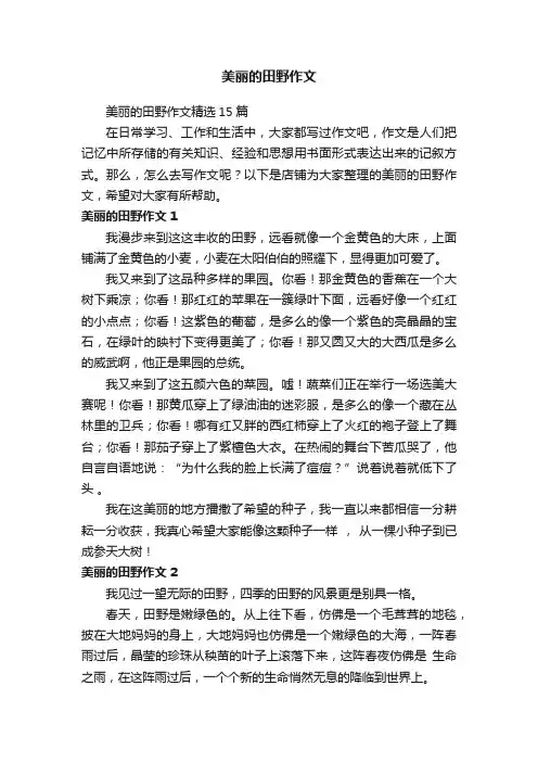 美丽的田野作文