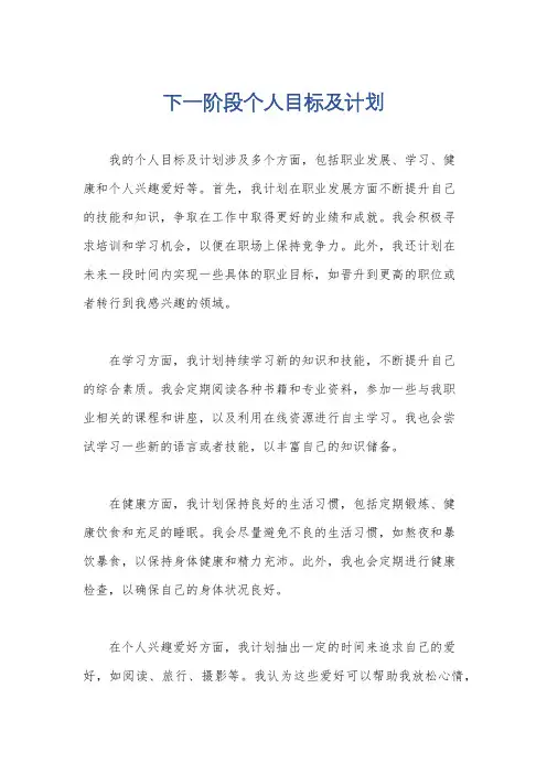 下一阶段个人目标及计划