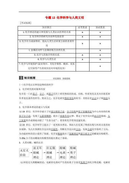 高考化学二轮复习 专题12 化学科学与人类文明(含解析)