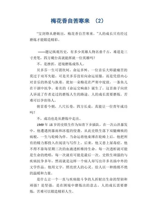 初中生优秀议论文：梅花香自苦寒来 (2)