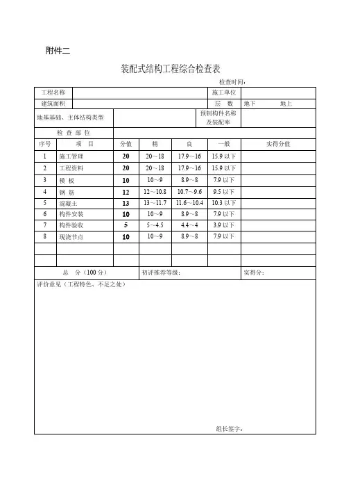 装配式结构工程综合检查表