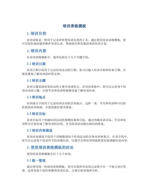 培训表格模板