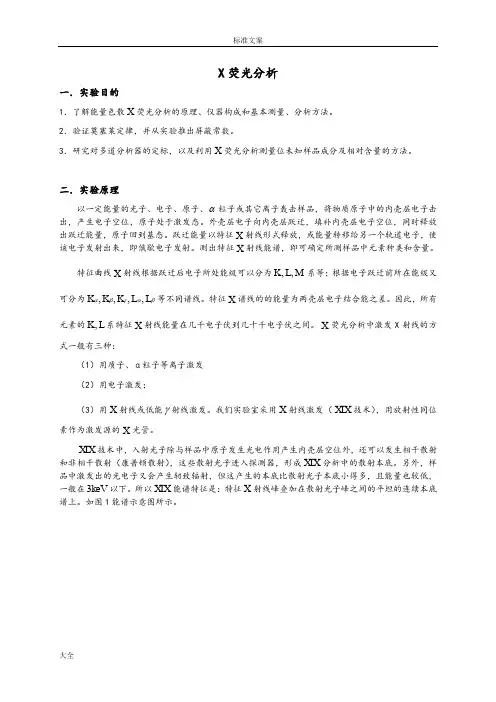 南京大学-X射线荧光光谱分析报告实验报告材料